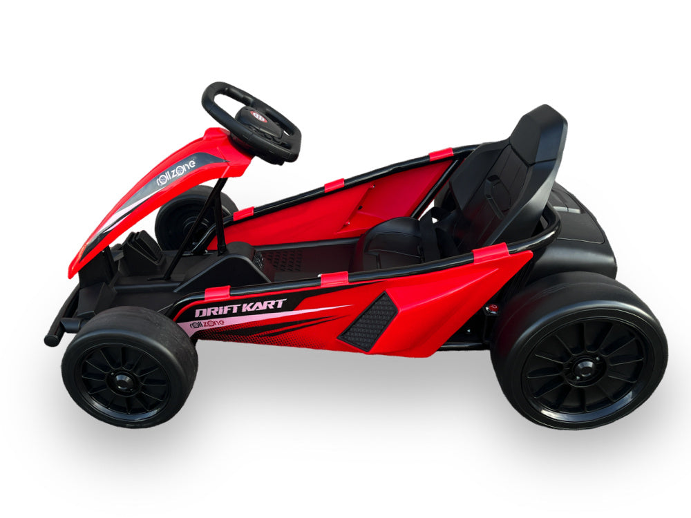 Rollzone Drift Go-Kart, 24 Volt Lithium Kart Met 200 Watt Motoren, Nieuwe Editie!