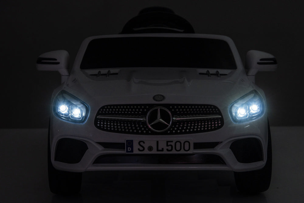 Mercedes Sl500, 12 Volt Elektrische Kinderauto Met Een Lithium Accu, Rubberen Banden, Leder Zitje En Meer!
