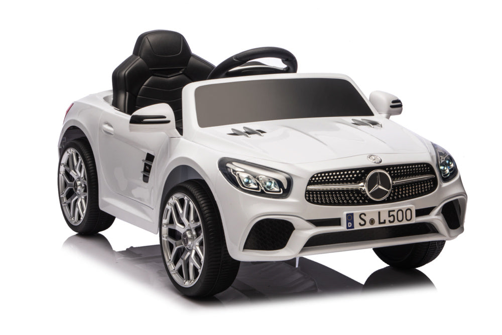 Mercedes Sl500, 12 Volt Elektrische Kinderauto Met Een Lithium Accu, Rubberen Banden, Leder Zitje En Meer!
