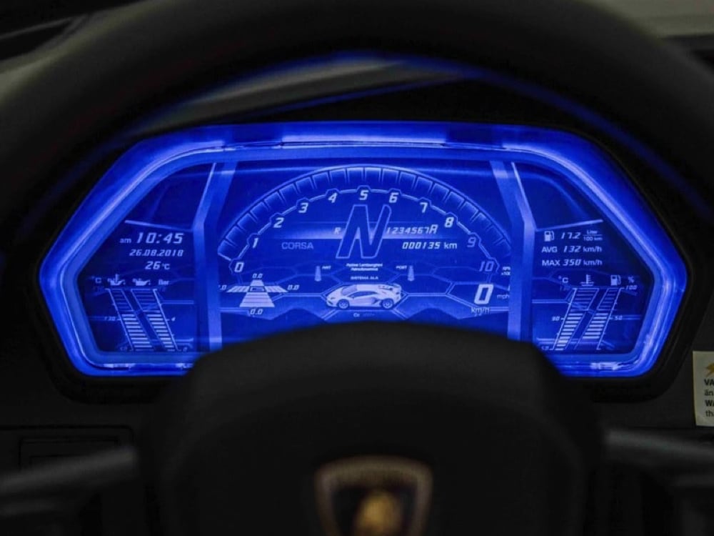 Lamborghini Aventador, 2-Persoons 24 Volt Elektrische Kinderauto Met Rubberen Banden, Leder Zitje!