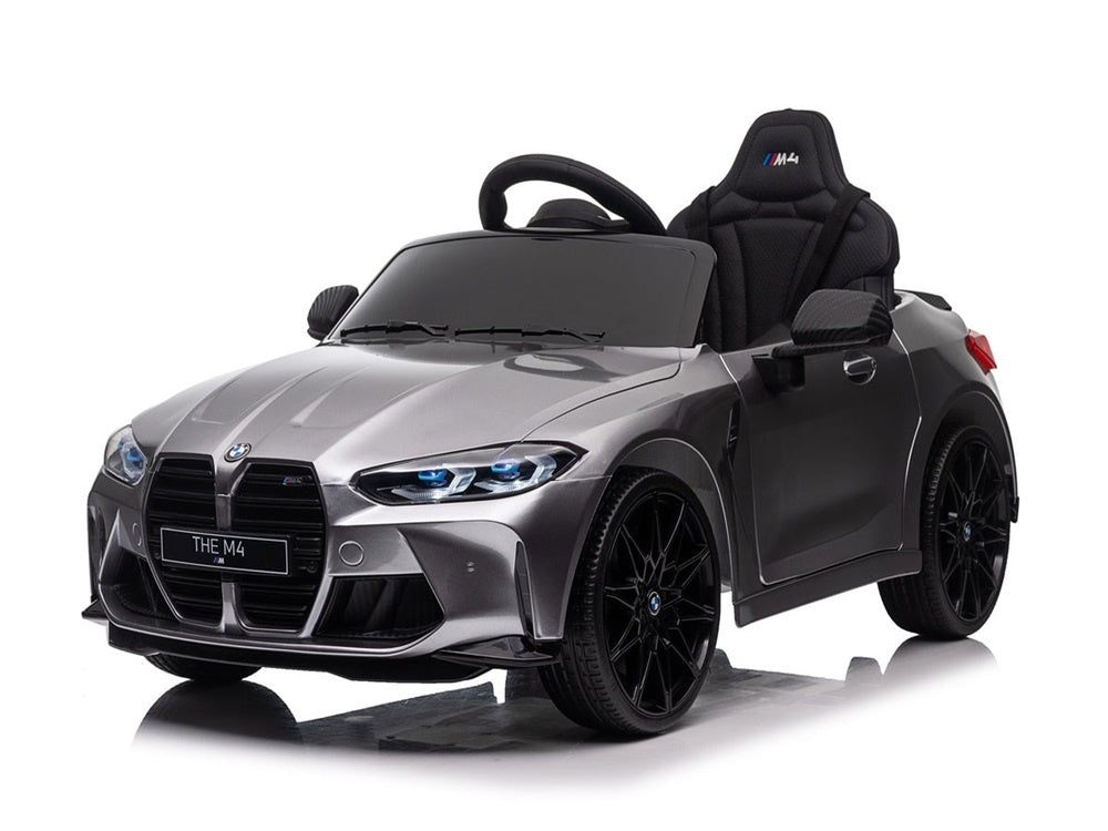 Bmw M4, 12 Volt Elektrische Kinderauto, Leder Zitje, Rubberen Banden, Kinder Accu Auto!