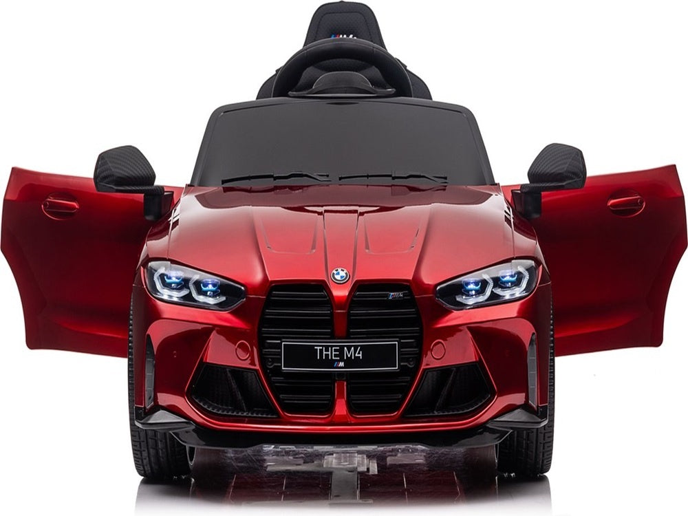 Bmw M4, 12 Volt Elektrische Kinderauto, Leder Zitje, Rubberen Banden, Kinder Accu Auto!